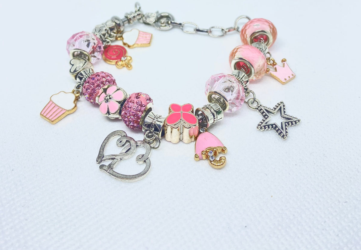 Pink Stacked Charm Bracelet