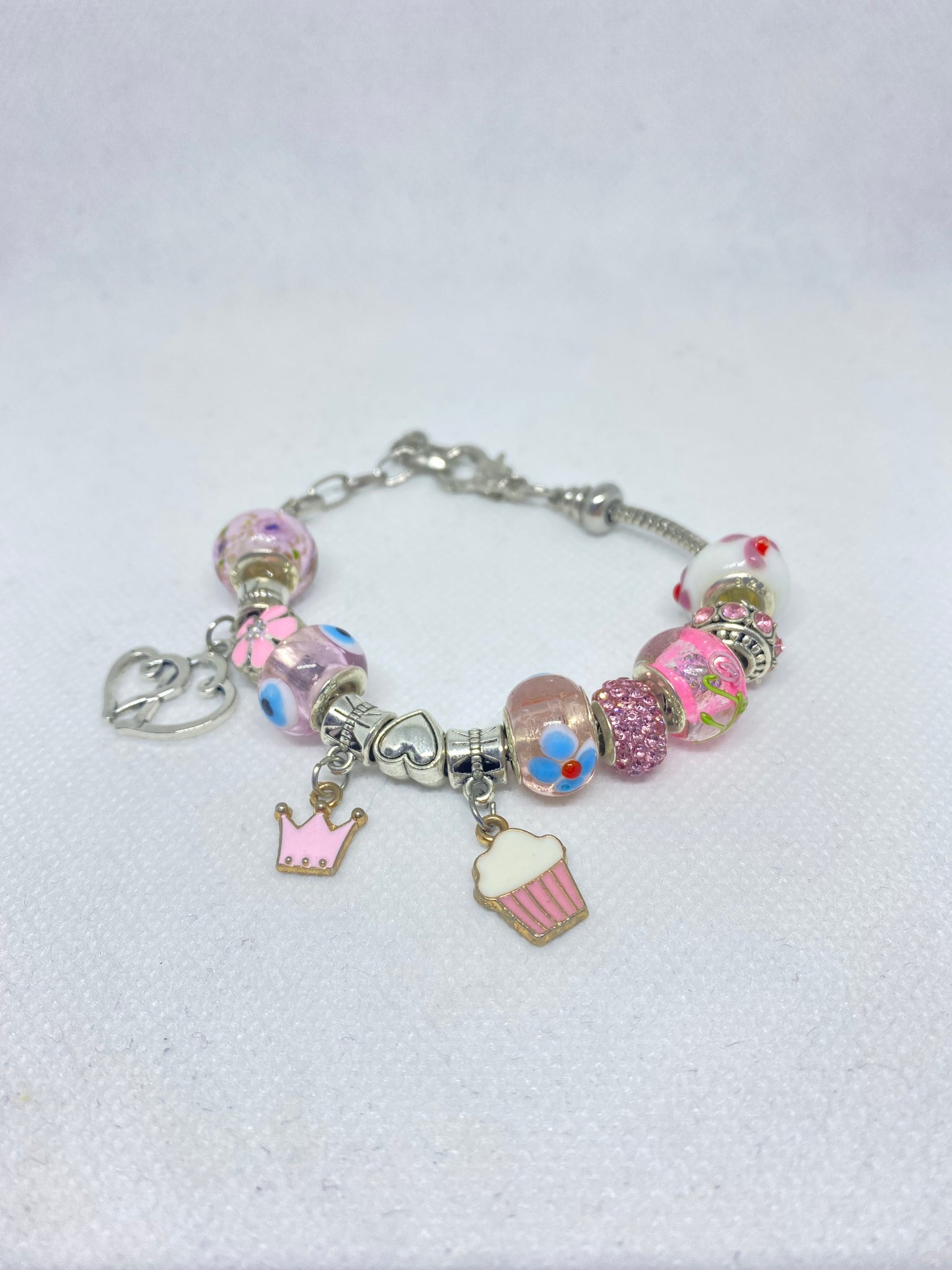 Pink Stacked Charm Bracelet